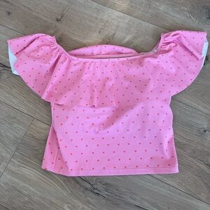 Kortni Jeane Ruffled Around Swim Top Pink Hearts